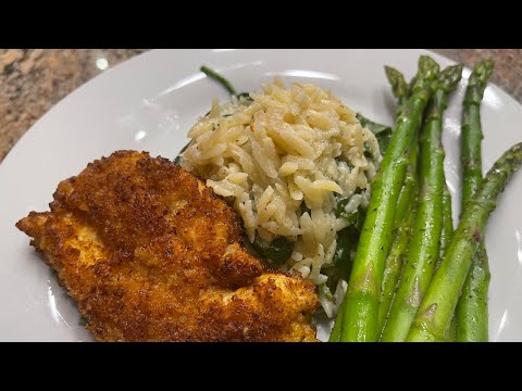 Chicken Parmesan | Spinach Parmesan Orzo | Asparagus | Recipe Share