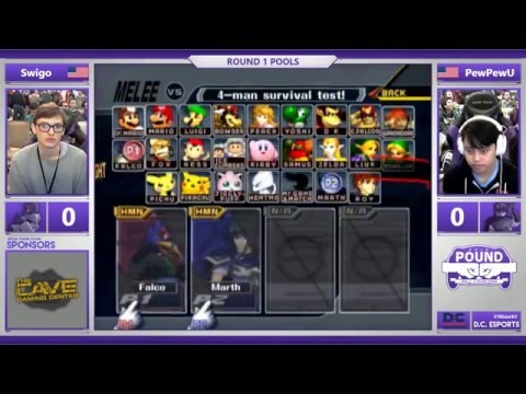 *Pound* 2016 - Melee Pools - Swigo (Falco) vs. CLG | PewPewU (Marth)