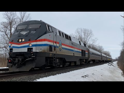 Amtrak 63 'Maple Leaf' Races Through Weedsport, NY! (2/2/22) [4K60]