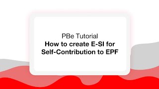 How to create E-SI for Self-Contribution to EPF