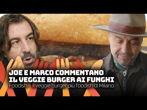 Joe Bastianich and Marco Mazzoli try the mushroom version of the veggie burger | Foodish