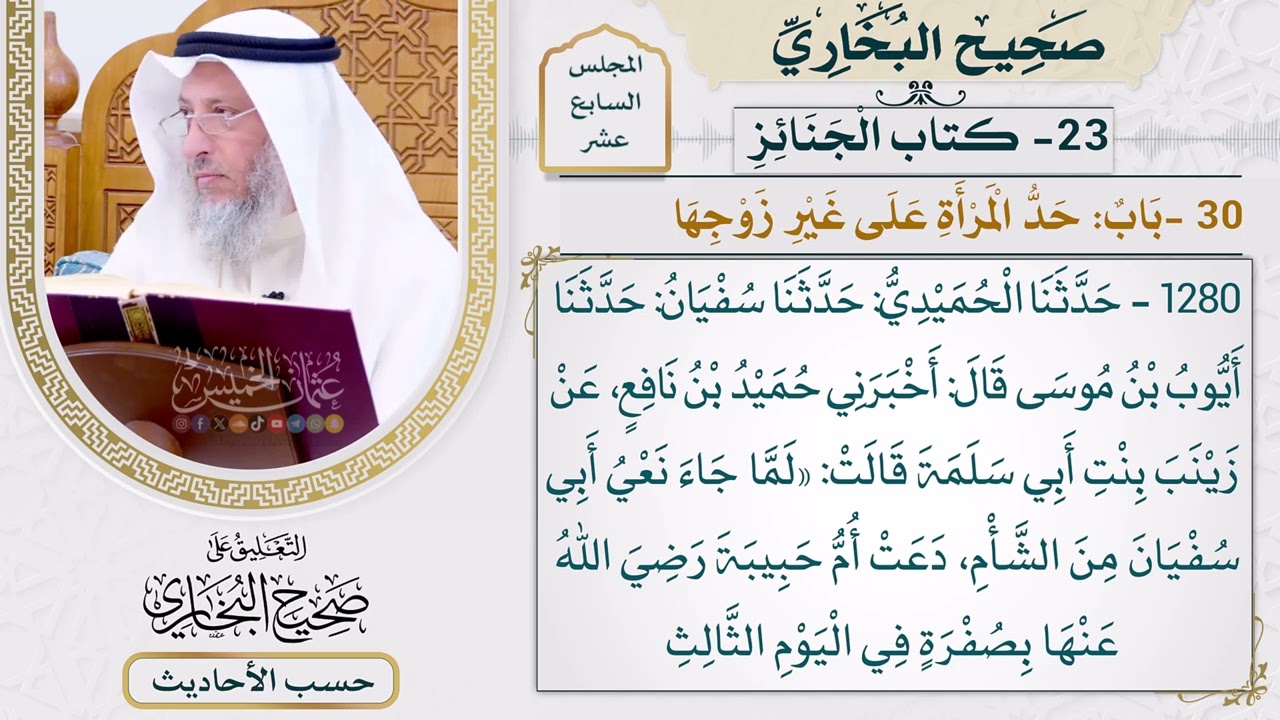 [1280] حديث: لا يحل لامرأة تؤمن بالله واليوم الآخر أن تحد على ميت [[ كتاب الجنائز]]