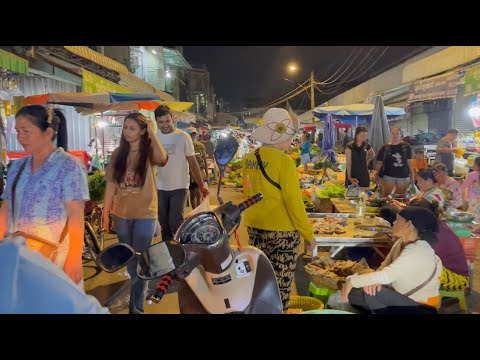 Chbar Ampov Market Food Tour    Fresh seafood, Beef Skewers, & More