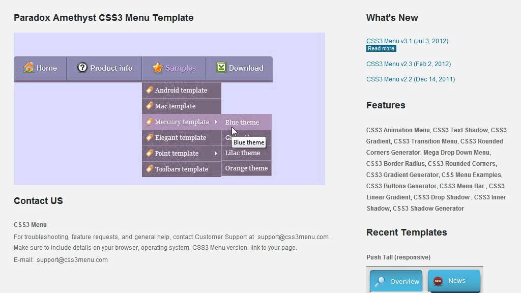 CSS3 Menu: 100% CSS-driven designs