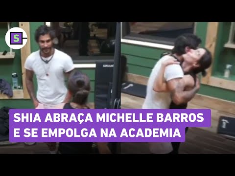 Shia Phoenix gets excited about hugging Michelle Barros at the Fazenda gym; watch the video
