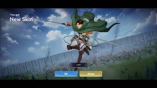 Levi Ackerman costed around 2000 tokens with glory cast and buttons