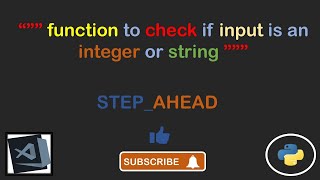 Python - Function to Check If input Is An Integer or String | Python | Data-Structure | Jupyter |