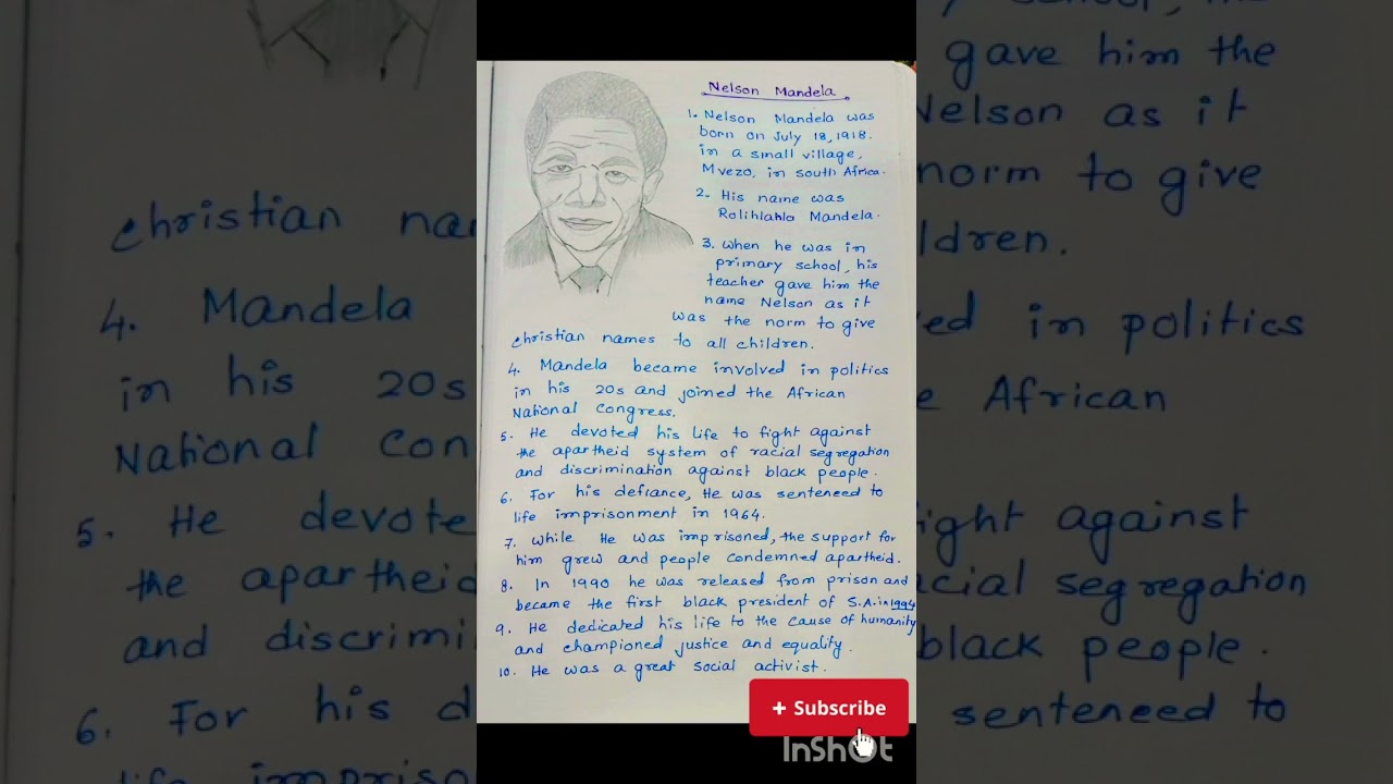Essay on Nelson Mandela/10lines essay on Nelson Mandela #shorts #shortvideos #yt #essay