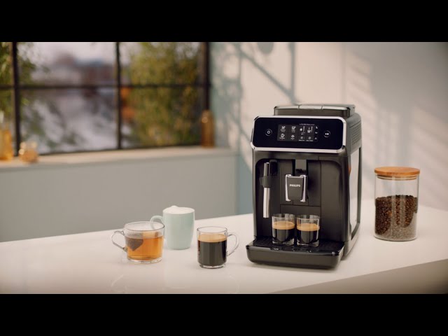 Machine à espresso/cappuccino entièrement automatique Philips série 2200  avec mousseur à lait, noir