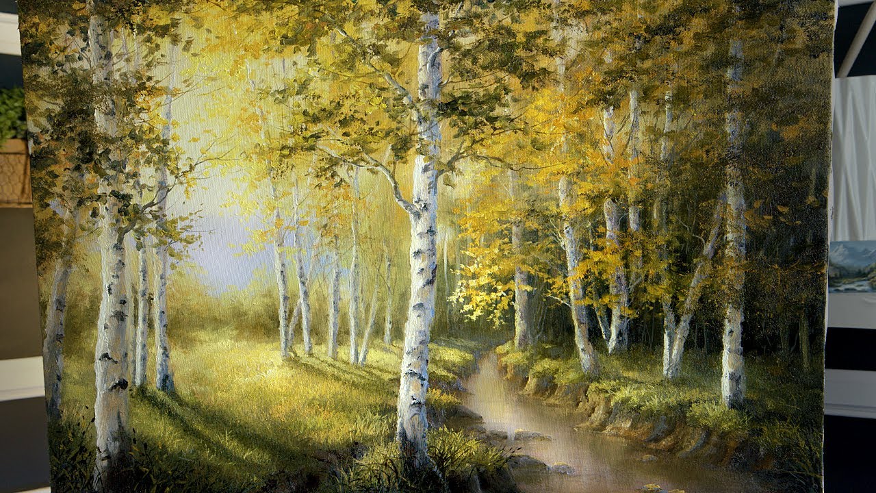 Birch Tree Shadows | Paint with Kevin ® - Painting Demo
