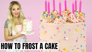 How To Frost A Smooth Cake (The Easy Way!) | Tips & Tricks for a Perfectly Smooth Cake// Lindsay Ann