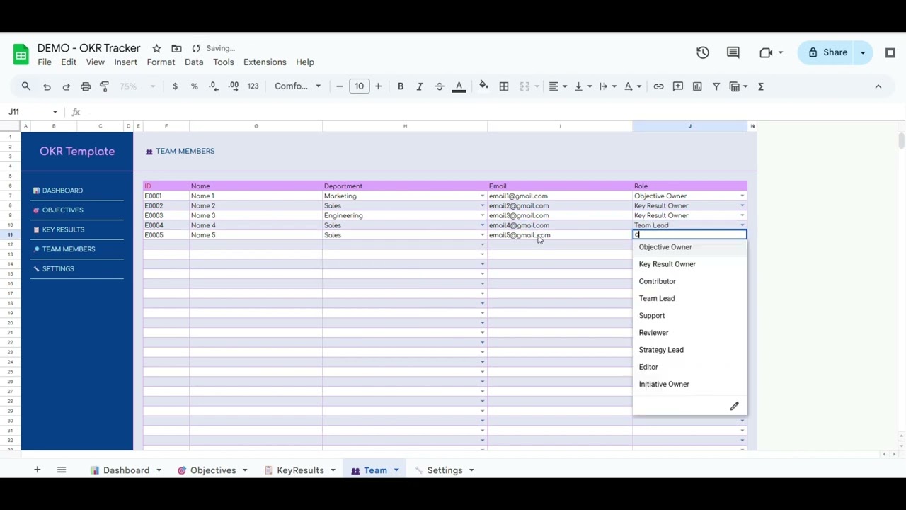OKR Tracker Template in Google Sheets