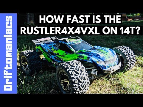 14T Pinion Traxxas Rustler 4x4 VXL Speed Run What Speed Will It Do?