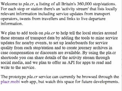 Placr's application to NESTA's Destination Local programme