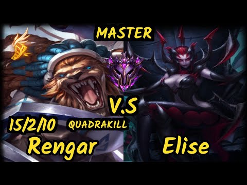 LGC Carbon (RENGAR) vs ELISE - QUADRAKILL 15/2/10 KDA JUNGLE GAMEPLAY - OC Ranked MASTER