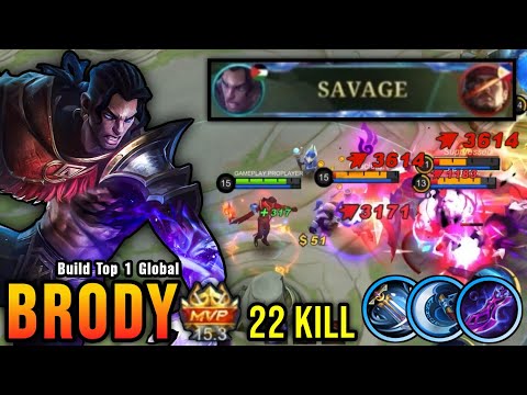 SAVAGE + 22 Kills!! Brody Critical Damage (ONE HIT BUILD) - Build Top 1 Global Brody ~ MLBB