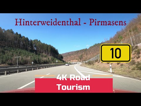 Driving Germany: B10 Hinterweidenthal - Pirmasens - 4K scenic expressway drive - Palatinate forest