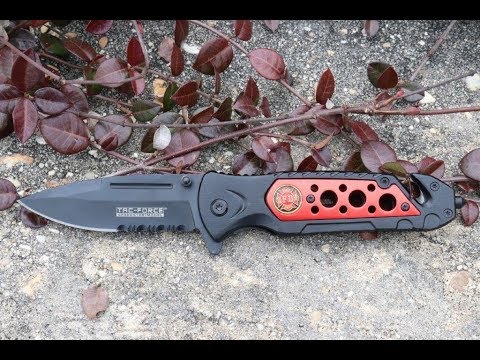 TAC Force TF-637 Series Assisted Opening Folding Knife, Black Half-Serrated Blade