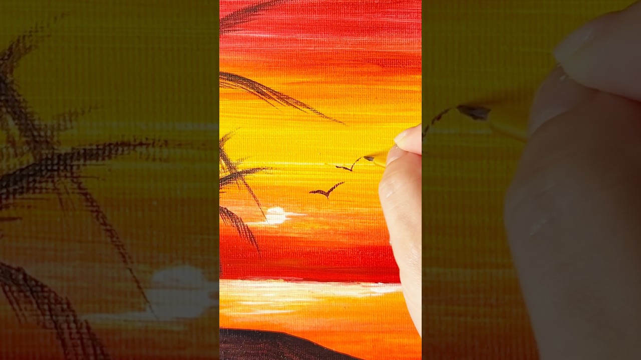The Easiest Way to Paint a Palm Tree Sunset | Beginner Art Tutorial 🌴🎨