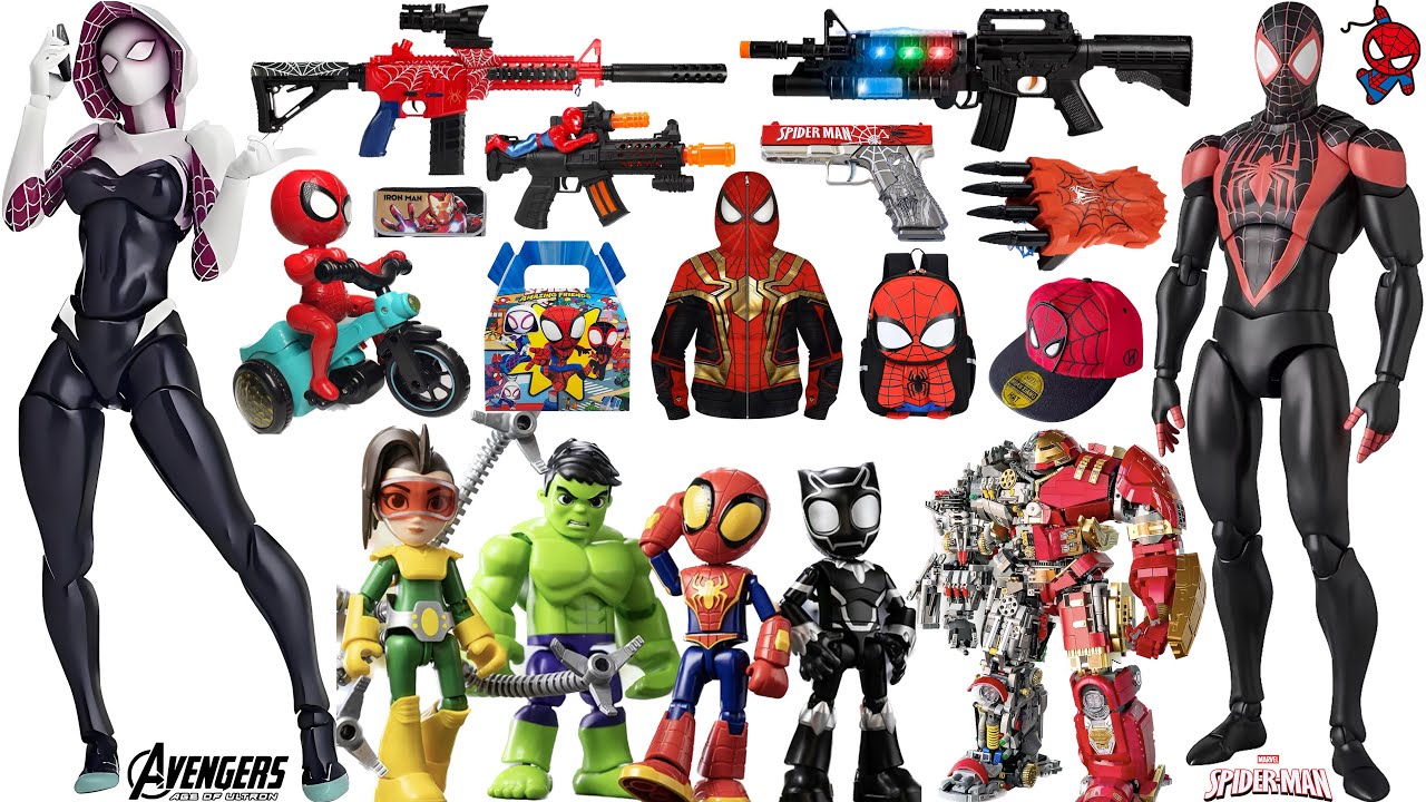 Marvel's Spider-Man series Unboxing, Spider-Man action dolls, glowing Spider-Man electric toy gun
