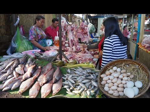 Morning Food Market Scene @Phsa Lu - Nearly Chinese New Year & Lifestyle Vendors in Town Market