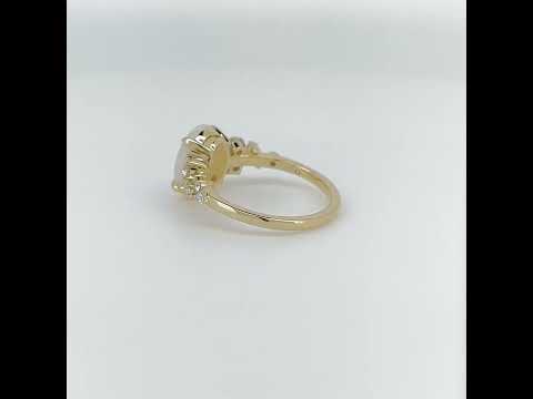 Opal Diamond Factory | 9K Yellow Gold Solid Coober Pedi Light Opal & Diamond Engagement Ring