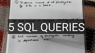 SOLVE 5 SQL QUERIES IN 5 MINUTES (PART 1) | MASTER IN SQL | SQL INTERVIEW QUESTIONS