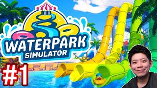 #1【Waterpark Simulator】お客が大暴れ!? カオスすぎるウォーターパーク経営始めます!!【ウォーターパーク シミュレーター】