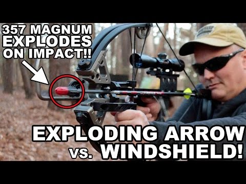 Exploding Arrow vs. Windshield! 357 Magnum Arrowhead