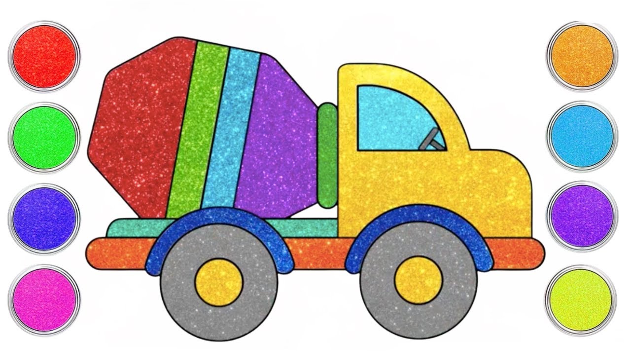 How to Draw a Concrete Mixer Truck | Drawing Vehicles | Easy Drawing | Chiki Art Brasil