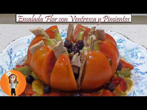 Ensalada de Tomate Flor con Ventresca y Pimientos | Receta de Cocina en Familia