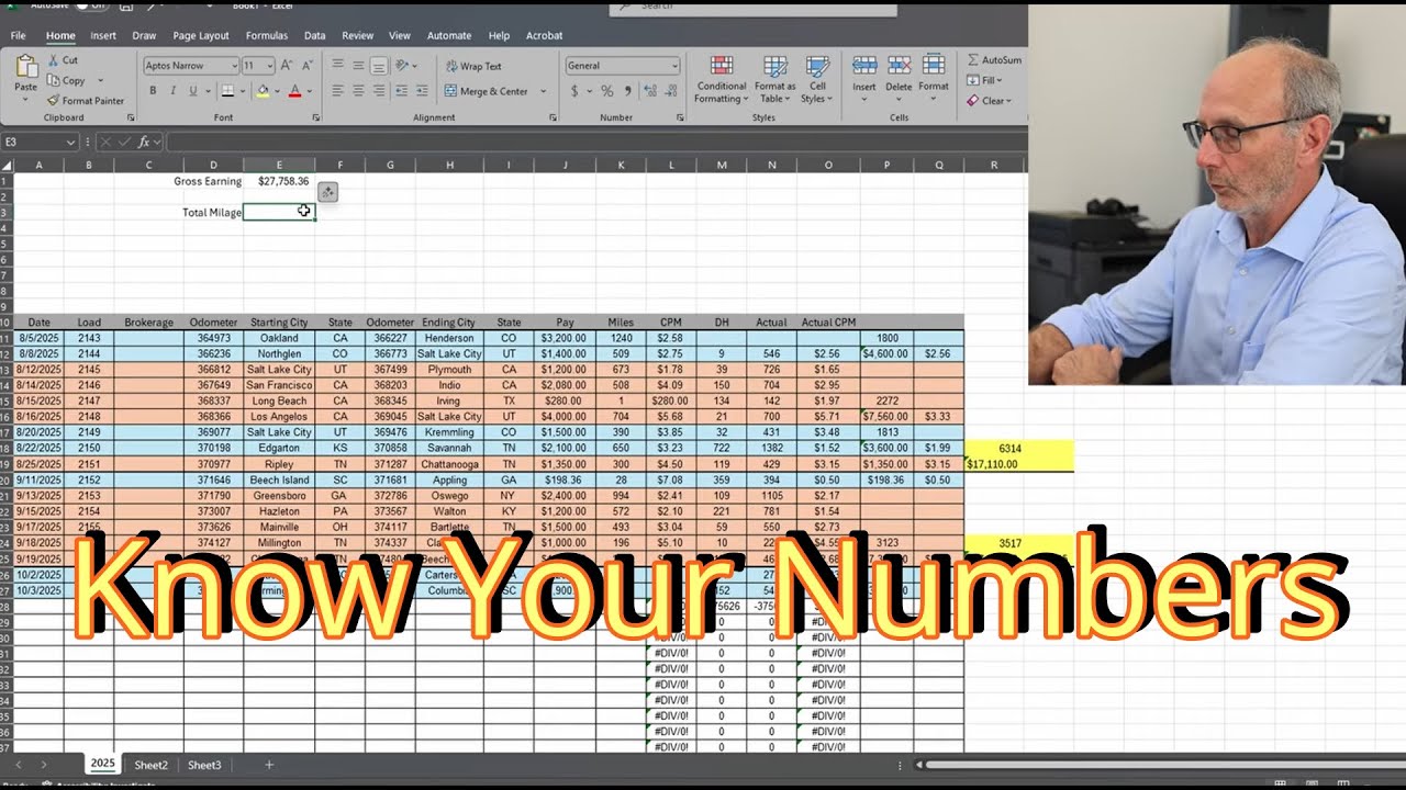 How to build a BASIC Trucking Spreadsheet