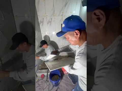 Bathroom Shower Tile Installation 12x24 #construction #diy #tutorial #tile #shower #tiling #fyp