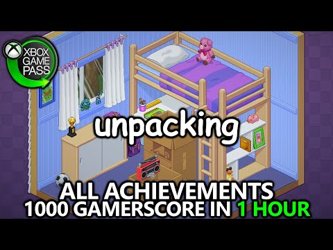 Unpacking - All Achievements - 1000 Gamerscore in 1 Hour - Xbox Game Pass