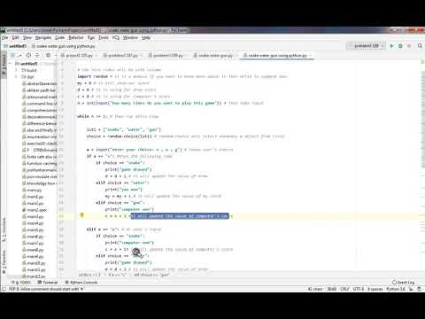 game using python , snake water gun ,using random module