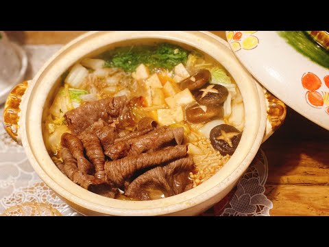 SUKIYAKI LẨU BÒ NHẬT BẢN, Cách nấu lẩu Nhật Bản ngon như nhà hàng.  牛好き焼き、和牛を使って好き焼きのレシピ