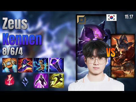 Zeus Top Kennen vs Rumble lol KR solo rank Full Game 15.17 | 제우스 케넨 vs 럼블