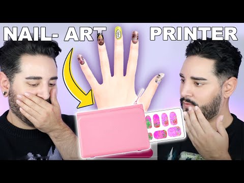 We Tested An Expensive Nail Art Printer. WHO NEEDS A NAIL TECH ANYMORE?! 💜🖤 The Welsh Twins