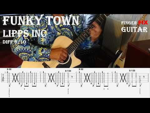 FUNKY TOWN Lipps Inc, Fingerstyle Guitar Lesson with Tab.