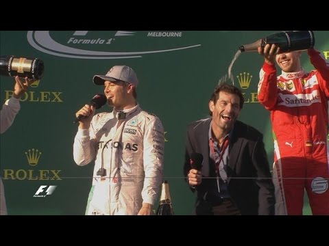 VETTEL SPILLED CHAMPAGNE WEBBER AFTER F1 AUSTRALIAN GP 2016