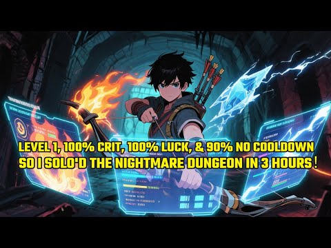 Level 1, 100% CRIT, 100% LUCK, & 90% NO COOLDOWN. So I Solo'd The Nightmare Dungeon in 3 Hours！
