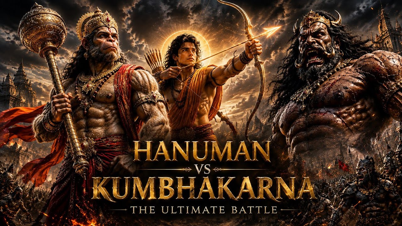 Hanuman vs Kumbhakarna Full Battle | Shri Ram's Divine Arrow | Ramayan Epic Fight (4K AI Cinematic)