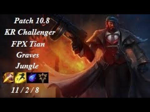 FPX Tian - Graves Jungle vs Kindred - KR Challenger 716 LP - Patch 10.8