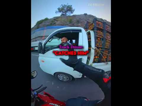 Truck driver catches Biker red-handed 🤣🍊