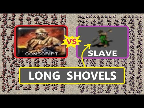 Slaves with long shovels vs Conscripts - Red Alert 2