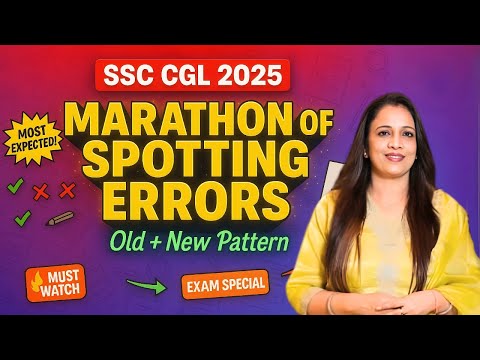 Marathon of Spotting Erorrs For SSC CGL 2025 Exam | Old + New Pattern | English With Rani Ma'am