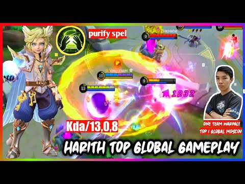 Top global harith gameplay SKIN lightborn DAMAGE monster spell purify | kill 13 | mobile legends