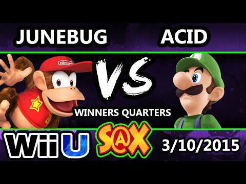 S@X - VGz | Junebug (Diddy Kong) Vs. Acid (Luigi, Falcon) SSB4 WQ - Smash 4 - Smash Wii U