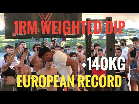 [140KG] EUROPEAN 1RM WEIGHTED DIP RECORD BY VIKI SANTORO (70BW) #shorts