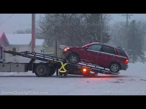 Rice Lake, WI Accident and Winter storm B-Roll - 1/17/2020